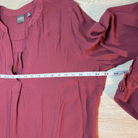 New York & Company soho Blouse Women's XXL Mauve Pink Long Sleeve Deep V-neck - Picture 11 of 13
